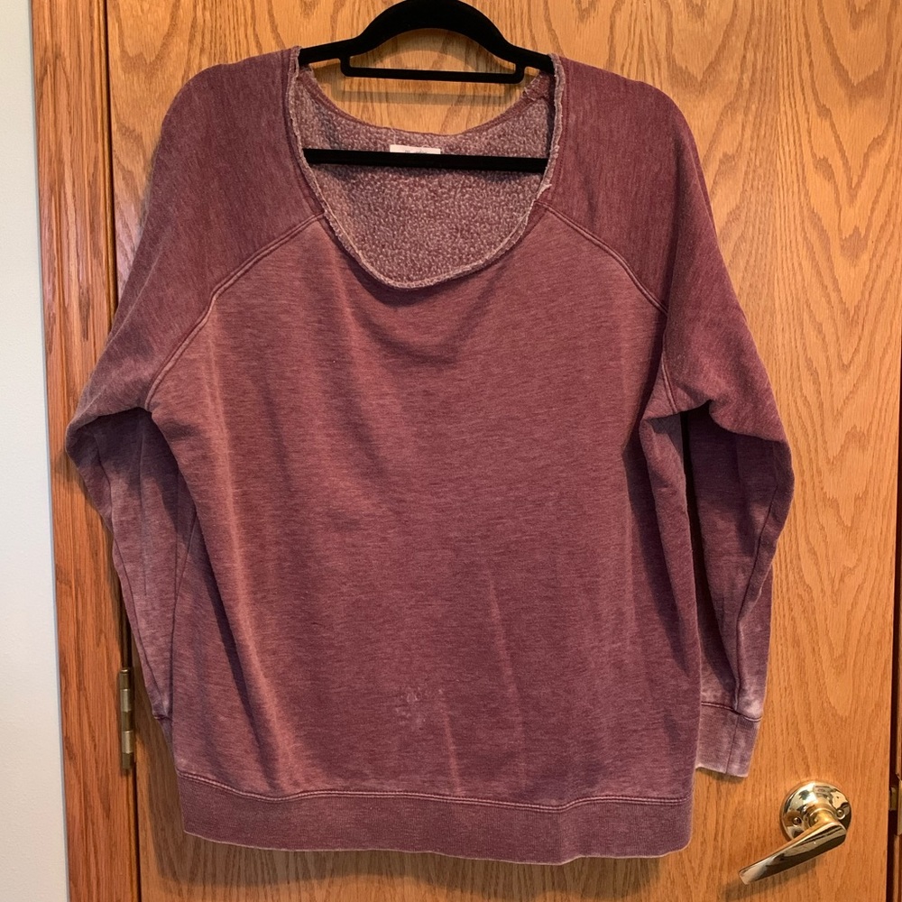 Maurices distressed Purple sweatshirt, slightly off the shoulder